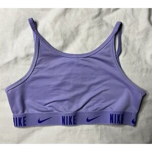 Nike Sports Bra Girls Medium Solid Purple Pull On Elastic Band Dri-Fit